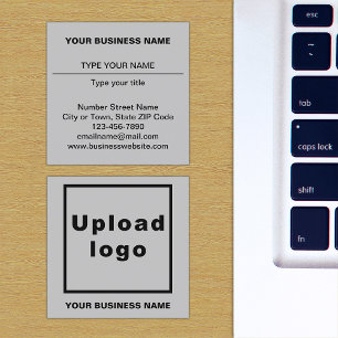 Carte De Visite Carré Textes simples Design sur le côté avant de gris