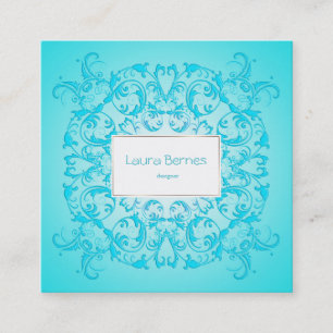 Carte De Visite Carré Texture baroque de gradient de turquoise de style