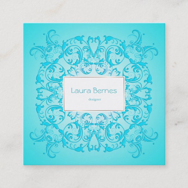 Carte De Visite Carré Texture baroque de gradient de turquoise de style (Devant)