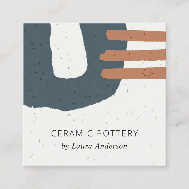 CARTE DE VISITE CARRÉ TEXTURE CÉRAMIQUE ABSTRAITE ROUTE NOIRE BLEU SPECK (Devant)