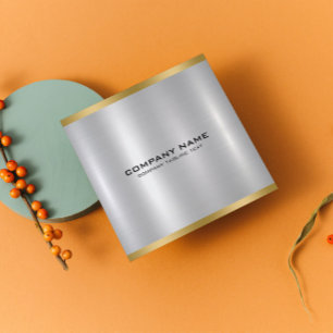 Carte De Visite Carré Texture d'argent métallique minimaliste Accent or