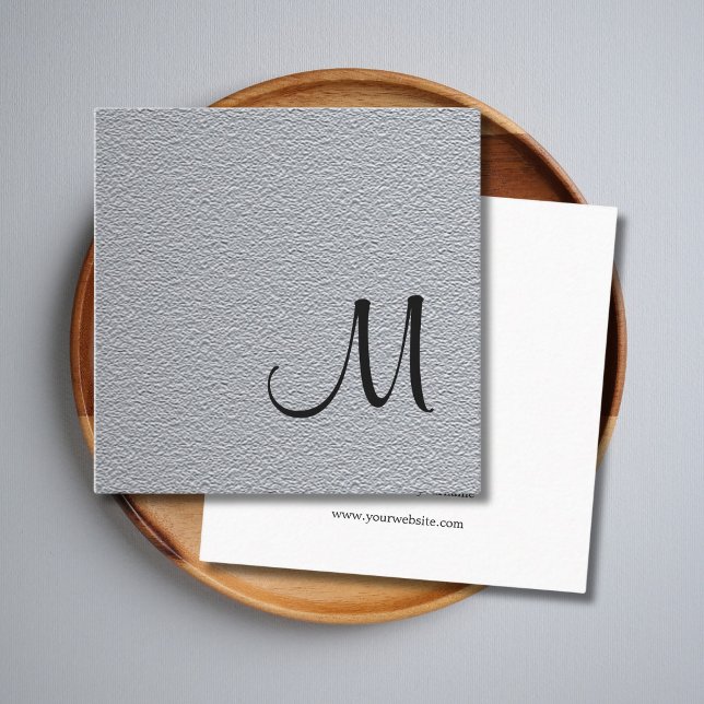 Carte De Visite Carré Texture élégant moderne Monogramme gris Consultant (Créateur téléchargé)