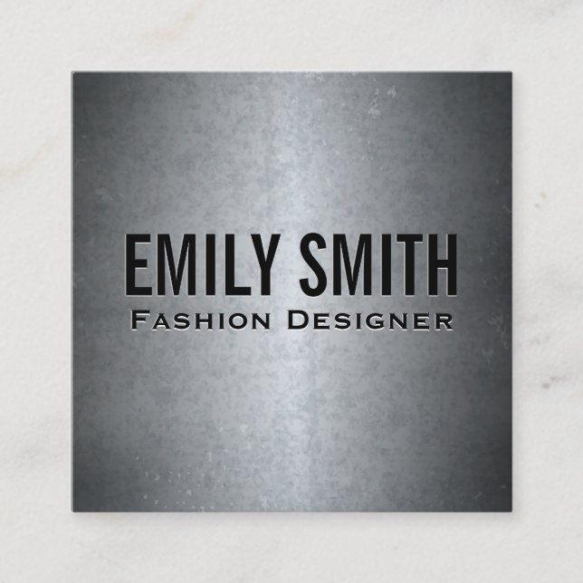 Carte De Visite Carré Texture gris métallique | Minimal simple (Devant)
