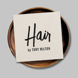 Carte De Visite Carré Texture minimaliste Élégante Beige Bold Hair Styli