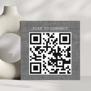 Carte De Visite Carré Texture Moderne Gris Noir Code QR Gras