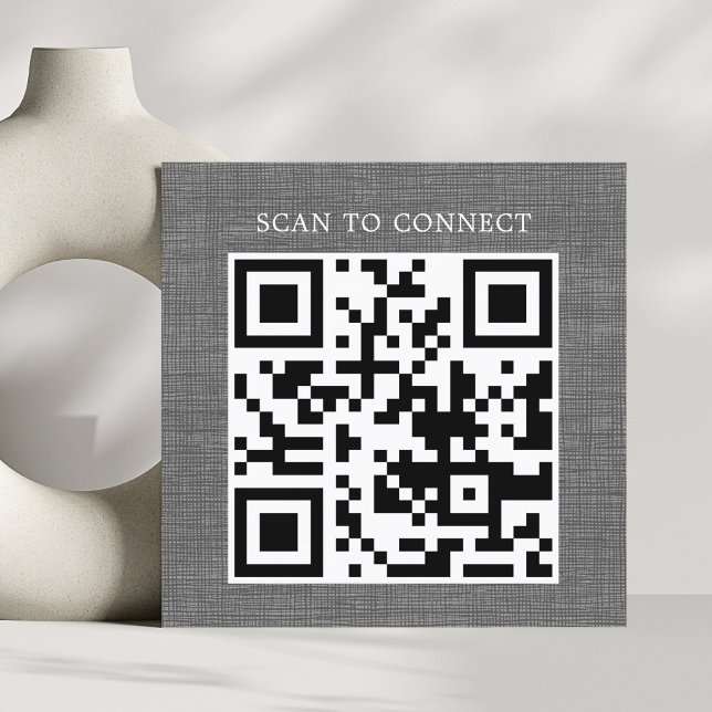 Carte De Visite Carré Texture Moderne Gris Noir Code QR Gras (Créateur téléchargé)