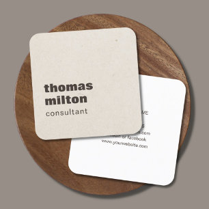 Carte De Visite Carré Texture papier simple moderne Consultant Brown