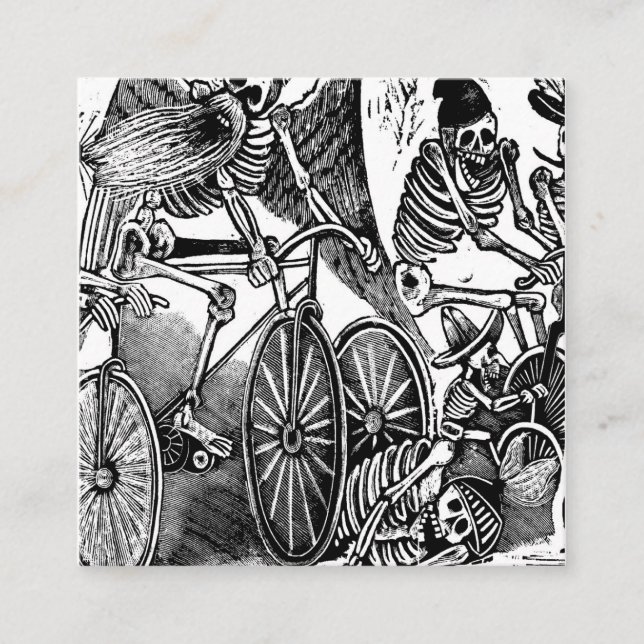 Carte De Visite Carré The Skeletons (Les Calaveras) Riding Cycles (Devant)