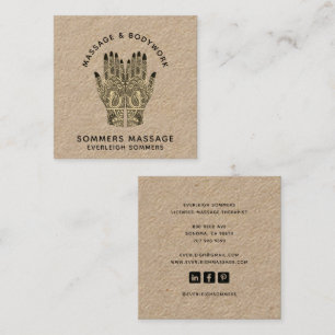 Carte De Visite Carré Thérapeute de Massage Corps Mehndi Henna Kraft Car