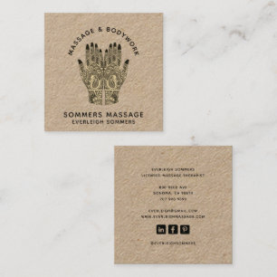 Carte De Visite Carré Thérapeute de Massage Corps Mehndi Henna Kraft Car