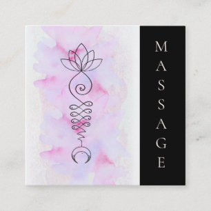 Carte De Visite Carré Thérapeute de massage de Reiki d'énergie de Lotus