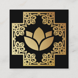 Carte De Visite Carré Thérapeute de Massage Photo de Fleur de Lotus Cadr