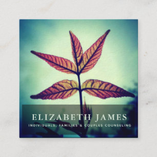 Carte De Visite Carré Tibre Bleu Orange Star Leaf Nature