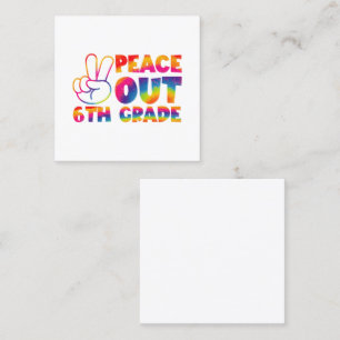 Carte De Visite Carré Tiedye de fin de 6e : Peace Out Sixième 