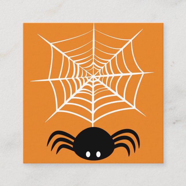 Carte De Visite Carré Toile d'araignée Halloween (Devant)