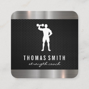 Carte De Visite Carré Trainer personnel Métallique