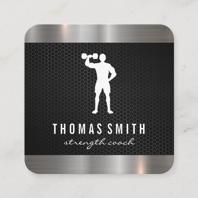 Carte De Visite Carré Trainer personnel Métallique (Devant)