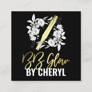 Carte De Visite Carré Traitement à la floraison blanche