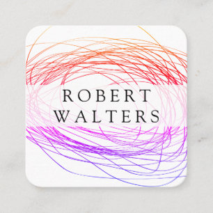 Carte De Visite Carré Travail de ligne expressive colorée