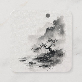 Carte De Visite Carré Tree by the Water Business Card