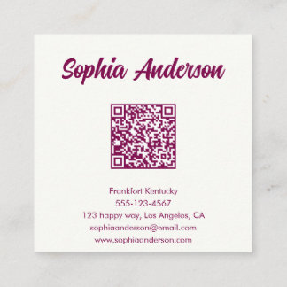 Carte De Visite Carré Trendy Pink Checkerboard with QR Code
