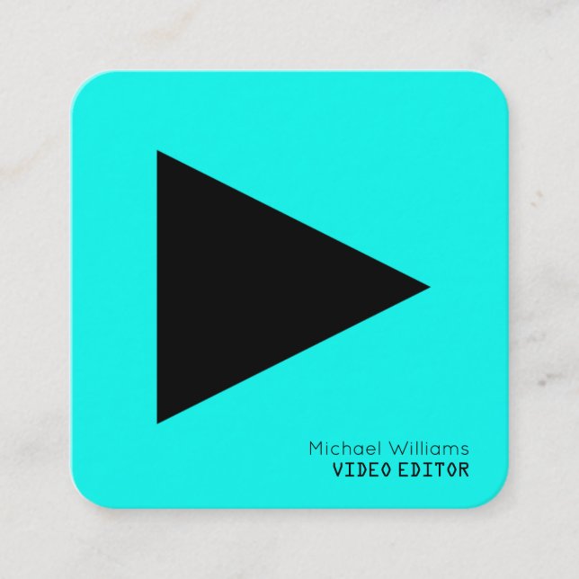 Carte De Visite Carré Triangle symbolique moderne de bouton de jeu (Devant)