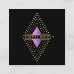 Carte De Visite Carré *~* Triangles d'or noir Géométrie sacrée Alchim