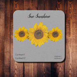 Carte De Visite Carré Trio de tournesols en papier Kraft rustique