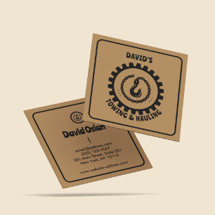 Carte De Visite Carré Tronc de camion professionnel Brown et noir