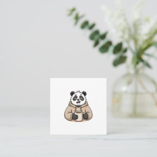 Carte De Visite Carré Trop fatigué pour fonctionner Panda Café Dessin an