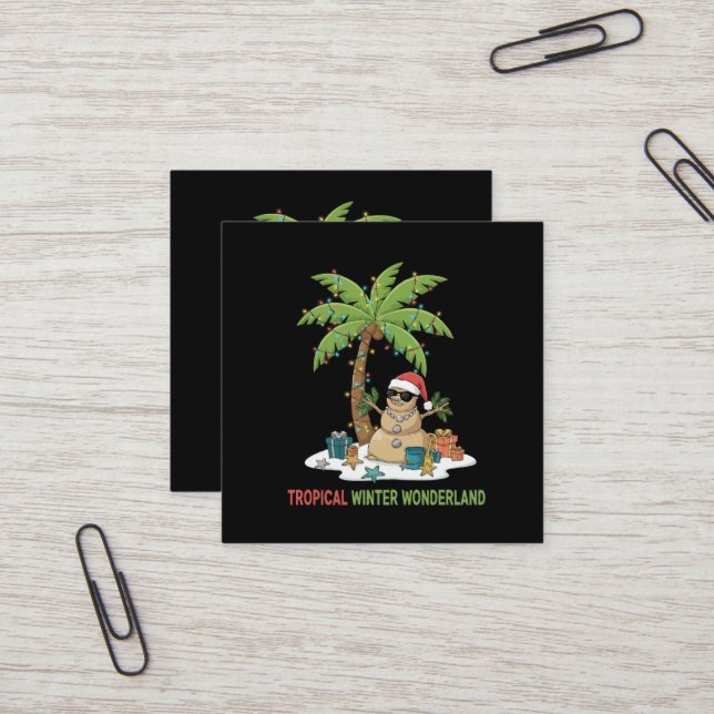 Carte De Visite Carré Tropical Winter Wonderland | Funny Christmas  (Devant/Arrière en situation)