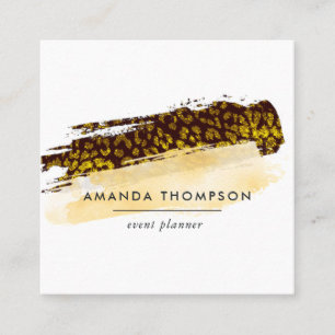 Carte De Visite Carré Trucs de brosse de la peau de chicha d'or