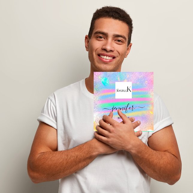 Carte De Visite Carré Trucs Peint rose Abstrait QR LOGO (Strokes Painted Pink Abstract Custom QR LOGO Square Business Card)