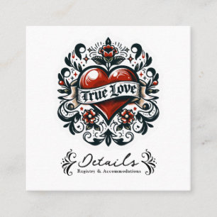 Carte De Visite Carré True Love Heart Tattoo Sticker Détails du Mariage