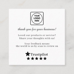 Carte De Visite Carré Trustpilot QR   Lien de retour personnalisé pour l