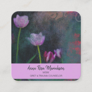 Carte De Visite Carré *~* Tulipe gris rose Shabby Grunge Vintage