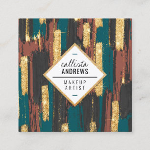 Carte De Visite Carré Turquoise Bleu Brown Noir Parties scintillant Pein