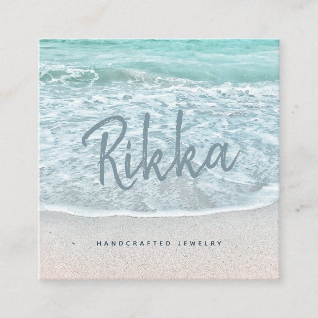 Carte De Visite Carré Turquoise Ocean Sandy Beach Bijoux artisanaux (Devant)