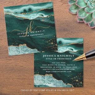 Carte De Visite Carré Turquoise Turquoise Agate Gold Parties scintillant