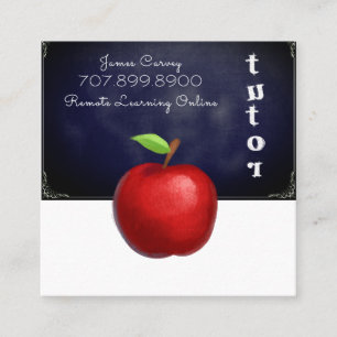 Carte De Visite Carré Tutor Teacher Apple Chalkboard