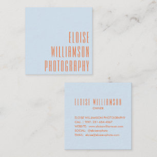 Carte De Visite Carré Typographie Gras Tendance Contemporaine Bleu Orang