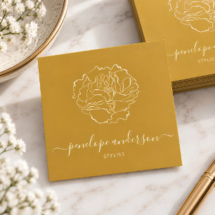 Carte De Visite Carré Typographie minimaliste de fleurs en ligne Ochre J