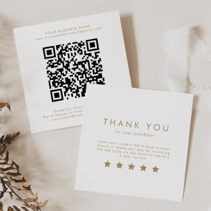 Carte De Visite Carré Typographie Or Chic QR Code Laisser Un Avis