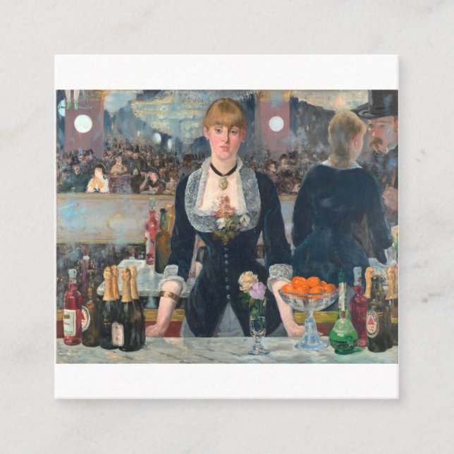 Carte De Visite Carré Un Bar Aux Folies Bergere - Edouard Manet (Devant)