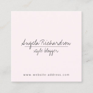 Carte De Visite Carré Un blogueur minimaliste unique écrit à la main ros