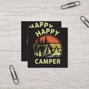 Carte De Visite Carré Un campeur heureux tout-petit garçon drôle camping