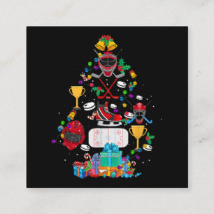 Carte De Visite Carré Un joli chien de Noël de Hockey Boy