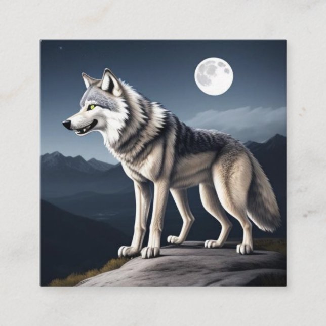 Carte De Visite Carré Un loup courageux (Devant)
