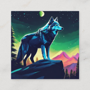 Carte De Visite Carré Un loup courageux