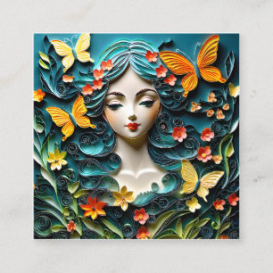 Carte De Visite Carré Un portrait de fée peut montrer une scène avec des